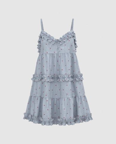 URBAN REVIVO - Đầm hai dây mini Striped Ruffle