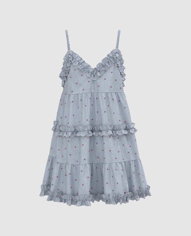 URBAN REVIVO - Đầm hai dây mini Striped Ruffle