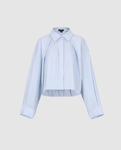 URBAN REVIVO - Áo sơ mi nữ tay dài phom croptop thanh lịch