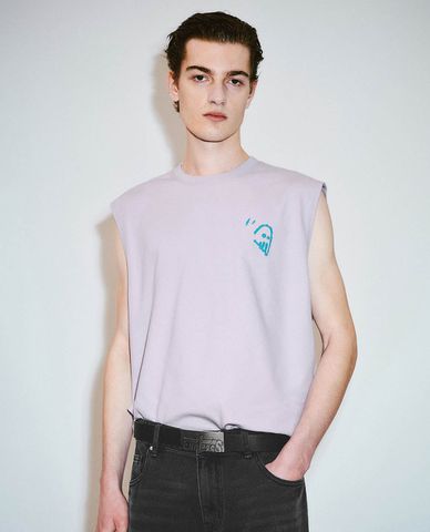 URBAN REVIVO - Áo ba lỗ nam cổ tròn phối hình in