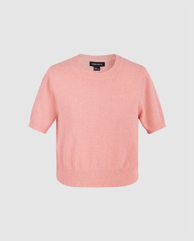 URBAN REVIVO - Áo dệt kim nữ cổ tròn tay ngắn phom croptop