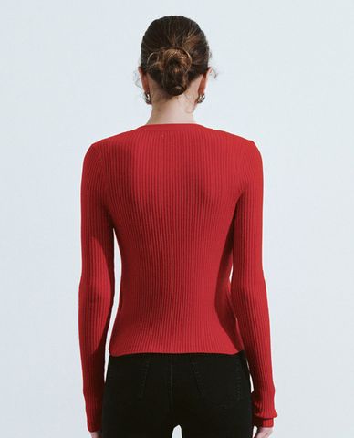 URBAN REVIVO - Áo khoác cardigan nữ cổ tròn tay dài hiện đại