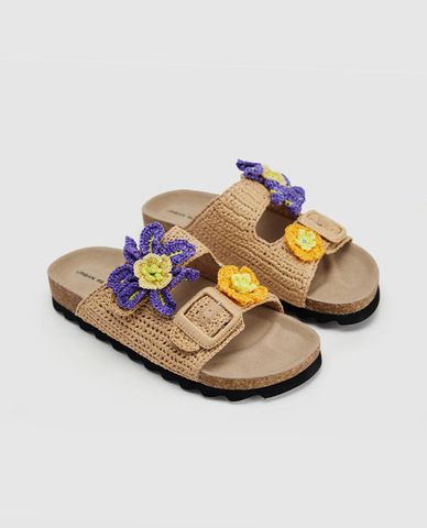 URBAN REVIVO - Dép nữ quai ngang Crochet