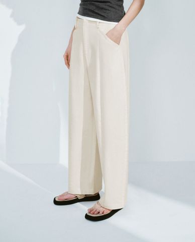 URBAN REVIVO - Quần nữ ống rộng xếp li thanh lịch