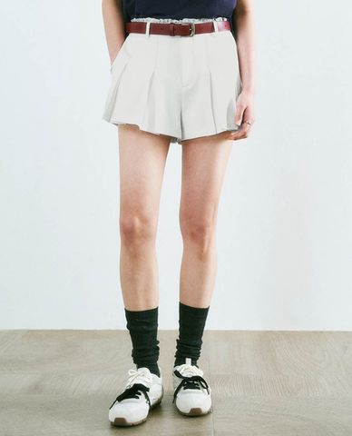 URBAN REVIVO - Quần short ổng rộng nữ phối ren