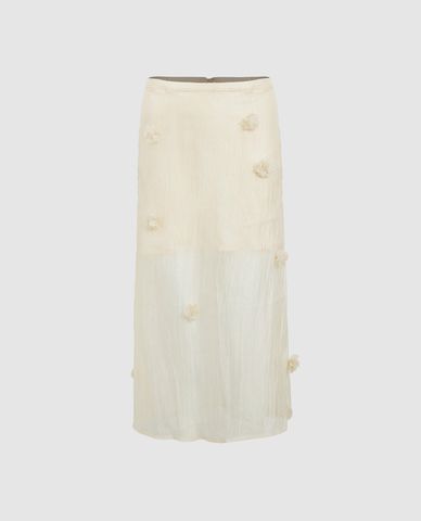 URBAN REVIVO - Chân váy phom suông midi đính hoa