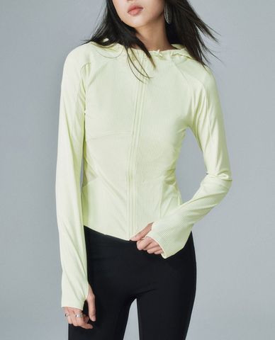 URBAN REVIVO - Áo khoác phối mũ nữ Zip Up Front