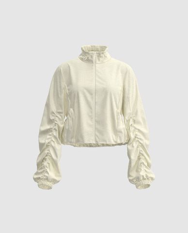 URBAN REVIVO - Áo khoác gió nữ phối khóa zip Shirred