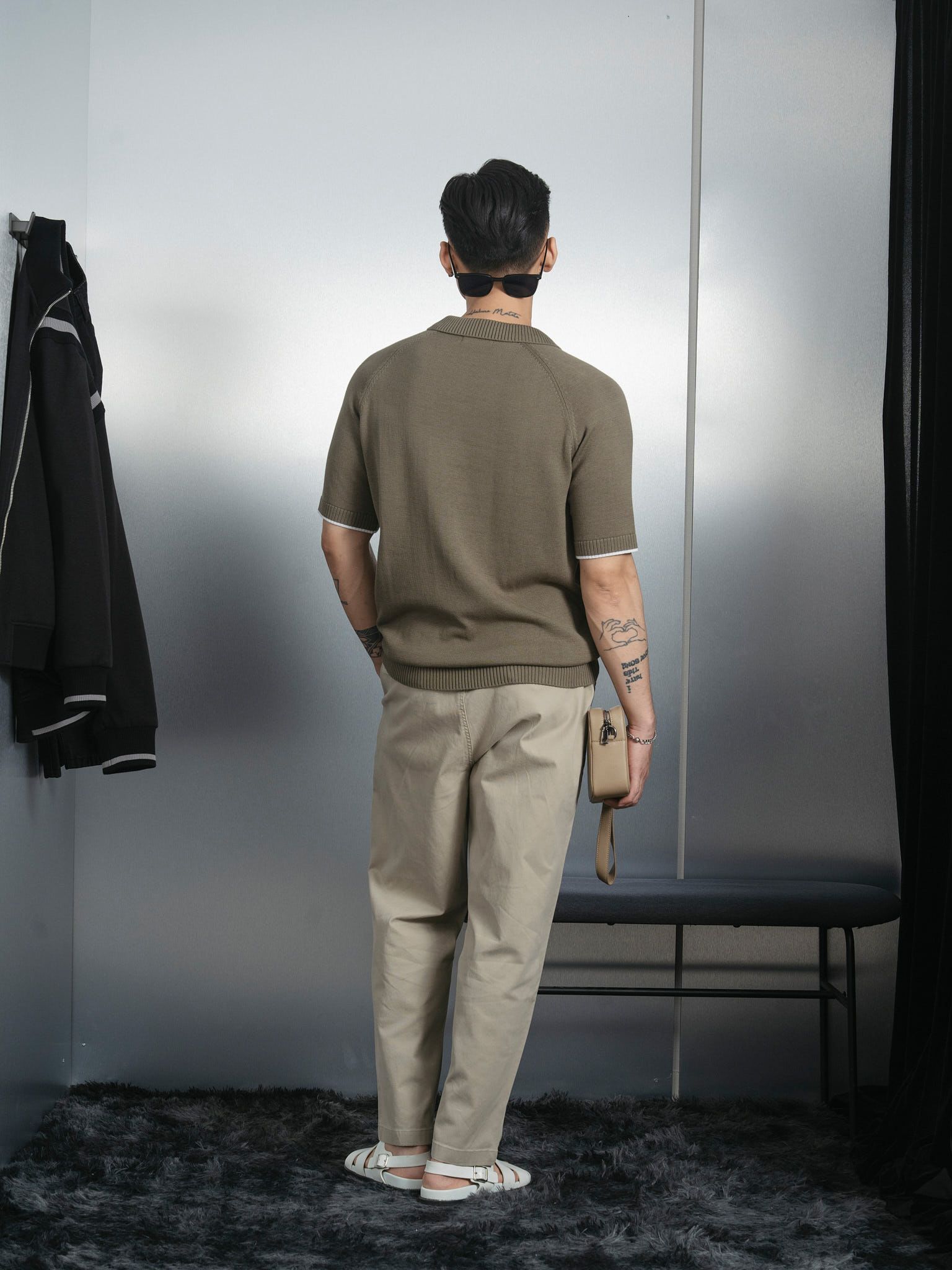 ÁO THUN CÓ CỔ DỆT KIM RAGLAN PHỐI LINE