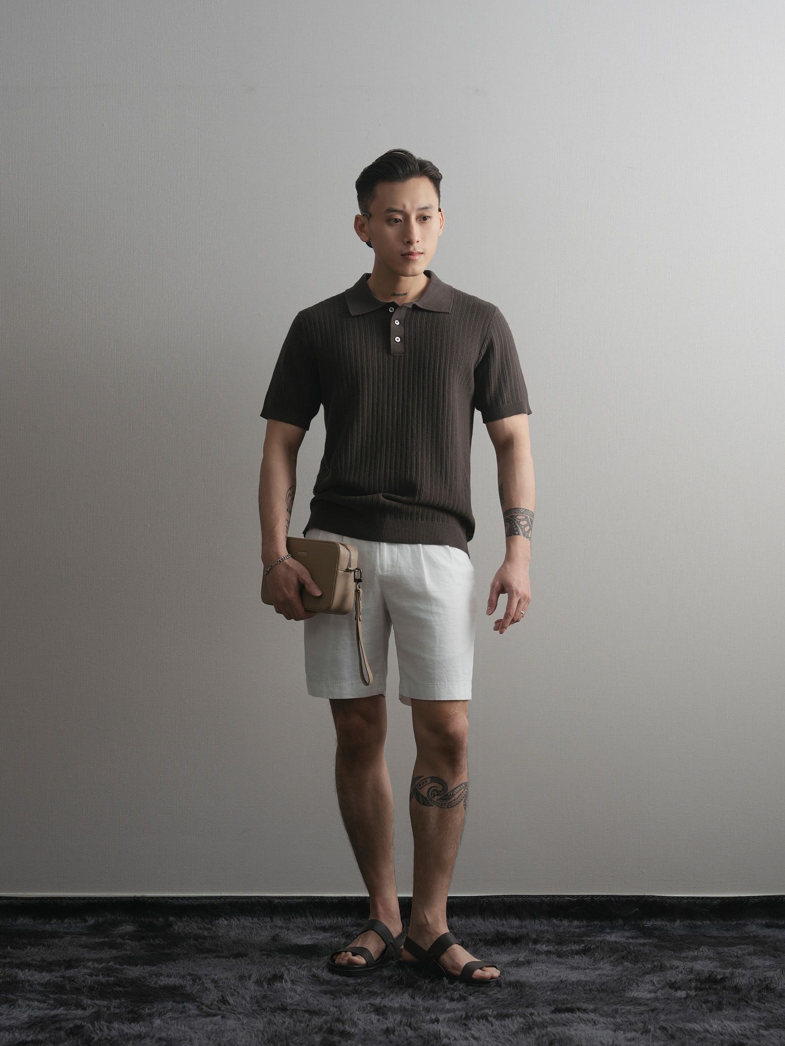 ÁO THUN CÓ CỔ DỆT KIM XƯƠNG CÁ