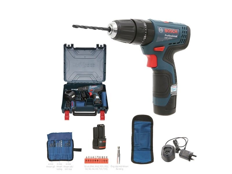 Máy Khoan Động Lực Bosch GSB 120-LI GEN II (1 pin+sạc 2 chấu+phụ kiện)