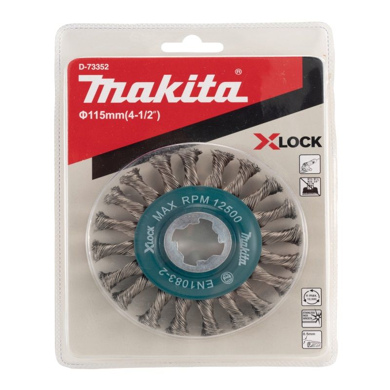 Makita D-73352 – Chổi Xoắn Inox 115mm X-Lock Sợi Dày | Tẩy Rỉ Mạnh Mẽ – Gắn Nhanh – Giá Tốt