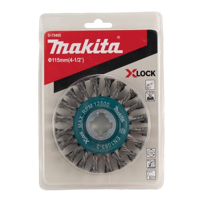 Makita D-73405 – Chổi Xoắn Sợi Dày 115mm (Thép) X-Lock | Làm Sạch Mạnh Mẽ