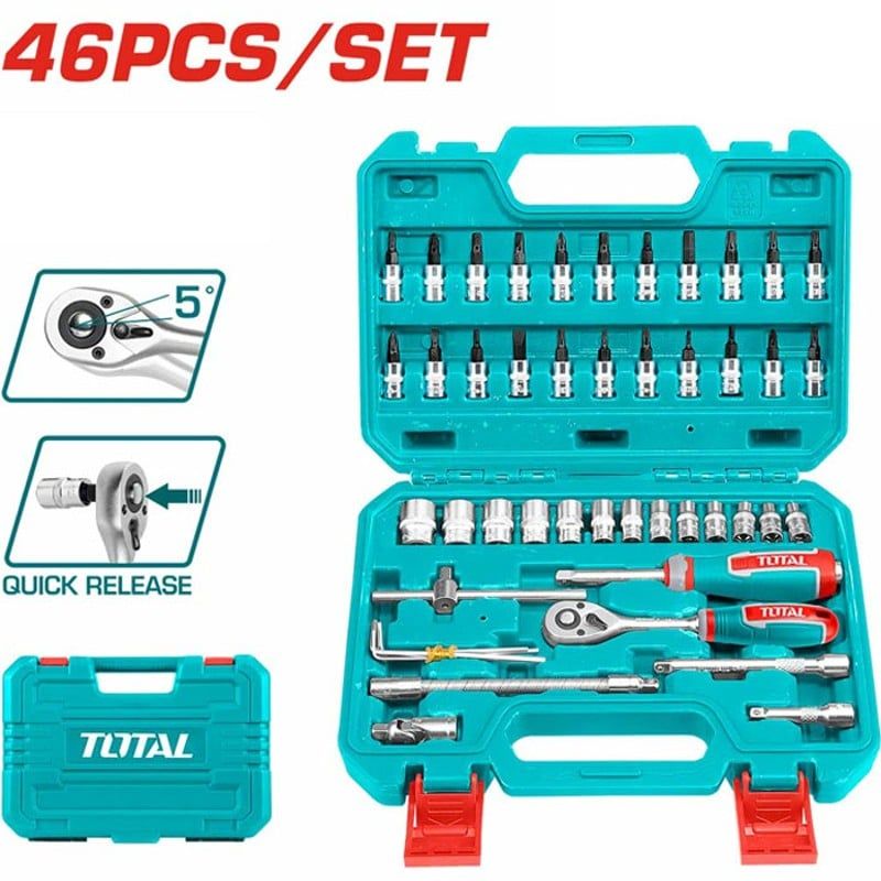 Bộ dụng cụ cơ khí 46 đầu tuýp 1/4 inch Total THT141462