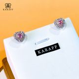 Khuyên Tai Karaff Rosy Treasure Earrings - Trang Sức Bạc 925 Mạ Vàng Trắng Đá Hồng Mạ Bạch Kim
