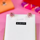 Khuyên Tai Karaff Rosalia Jewel - Trang Sức Bạc 925 Mạ Vàng Hồng Đá Hồng Nạm Đá Hồng