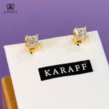 Khuyên Tai Karaff Nova Square - Trang Sức Bạc 925 Mạ Vàng 24K, Đá Moissanite
