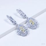 S925 Bông tai Ổ 5,0x7,0 Chủ CZ Oval Yellow tấm CZ SEE150.z28.z