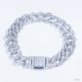  Lắc tay cuban Bản 12mm Bạc S925 xi kim Không chủ  tấm cz Dài 18cm SBE022 