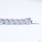  Lắc tay cuban Bản 12mm Bạc S925 xi kim Không chủ  tấm cz Dài 18cm SBE022 