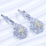 S925 Bông tai Ổ 5,0x7,0 Chủ CZ Oval Yellow tấm CZ SEE150.z28.z