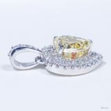  Mặt dây Double halo ổ heart 9mm Bạc S925 xi kim Chủ Nam phi Heart Light Yellow tấm cz SPE152 