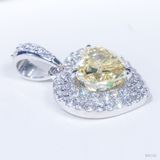  Mặt dây Double halo ổ heart 9mm Bạc S925 xi kim Chủ Nam phi Heart Light Yellow tấm cz SPE152 
