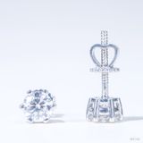  Bông tai 6 chấu chốt ren ổ 5,0mm Bạc S925 xi kim Chủ Mois Round D không tấm  SEE104 