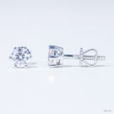  Bông tai 6 chấu chốt ren ổ 5,0mm Bạc S925 xi kim Chủ Mois Round D không tấm  SEE104 