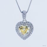  S925 Mặt dây Trái tim 2 vòng halo  Chủ Nam phi Heart Yellow tấm CZ  SPE152.A38.z 