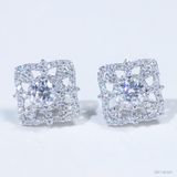 S925 Bông tai Hình thoi chốt ren Ổ 5,0mm Chủ mois Round D tấm mois SEE146.m1.m
