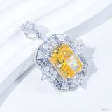  Mặt dây halo baguette ổ chữ nhật 10x14mm Bạc S925 xi kim chủ nam phi cushion light yellow tấm cz SPE157 