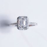  S925 Nhân nữ Halo đai tấm Ổ 6x8mm Mois Emerald Trắng tấm mois  SRE083.M1.m 