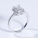  S925 Nhân nữ Halo đai tấm Ổ 6x8mm Mois Emerald Trắng tấm mois  SRE083.M1.m 