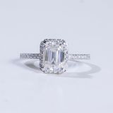  S925 Nhân nữ Halo đai tấm Ổ 6x8mm Mois Emerald Trắng tấm mois  SRE083.M1.m 