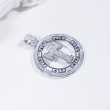  S925 Mặt dây Chữ T khung halo tròn  không chủ  tấm mois  SPE101.N.m 