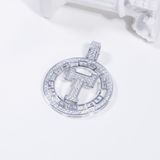  S925 Mặt dây Chữ T khung halo tròn  không chủ  tấm mois  SPE101.N.m 