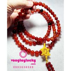 chuỗi 108 hạt đá mã não, bánh xe chuyển pháp luân, chuỗi 108 hạt bằng đá