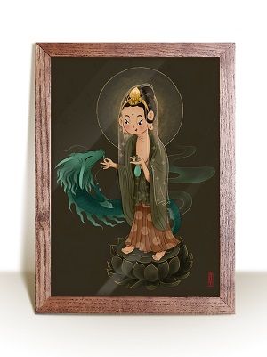 Tranh Quán Thế Âm Bồ Tát và Rồng - OBV 13