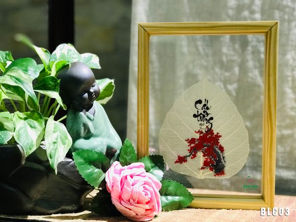 Tranh Hoa Đào (khung gỗ - chữ Như Ý) - BLC03B