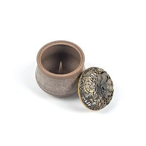 Lư gốm đốt trầm nắp đồng - QUTU-23