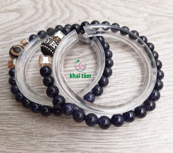 Vòng tay đá kim sa (Charm bạc Tây Tạng - 1 cặp) - TN20