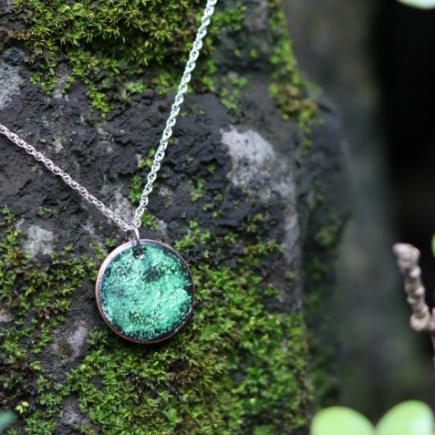 Dây chuyền họa pháp lam - Phong thủy Mộc - VIEN06