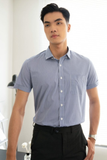 Áo Sơ Mi Nam Tay Ngắn Họa Tiết Caro Màu Xanh - GenTiTi 1C711