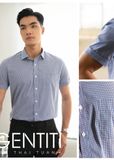 Áo Sơ Mi Nam Tay Ngắn Họa Tiết Caro Màu Xanh - GenTiTi 1C711