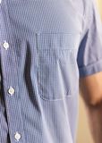 Áo Sơ Mi Nam Tay Ngắn Họa Tiết Caro Màu Xanh - GenTiTi 1C711