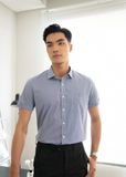 Áo Sơ Mi Nam Tay Ngắn Họa Tiết Caro Màu Xanh - GenTiTi 1C711