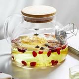 Bình thuỷ tinh 1 lít nắp gỗ pha trà, pha nước detox siu sang chảnh