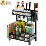Kệ để gia vị 2 tầng có chỗ để đũa, thìa, dao, thớt