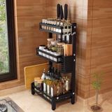 Kệ để gia vị 3 tầng có chỗ để đũa, thìa, dao, thớt